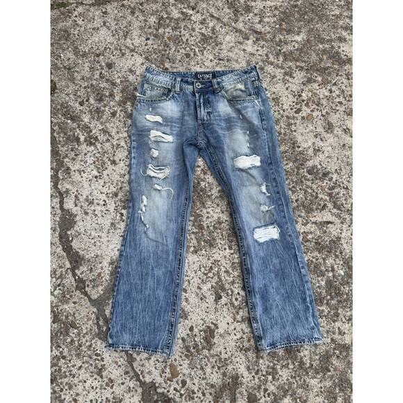 Salvage Buckle Jeans Mens 32x30 Blue Denim Pants Mayhem Straight Distressed - Picture 1 of 4